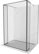 Mexen Kioto 130x30x30 cm Freestanding Shower Wall, Black Frame, Gun Metal - 800-130-030-222-95-70-030