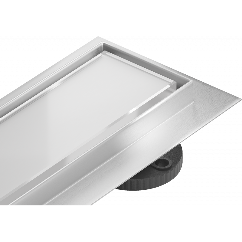 Mexen Flat 360° MGW swivel linear drain 70 cm, White Glass - 1027070-40