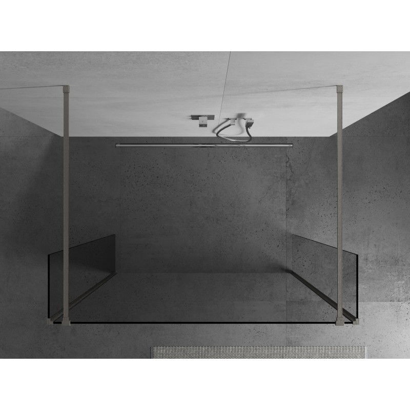 Mexen Kioto freestanding shower screen 125 x 30 x 30 cm, transparent, brushed nickel - 800-125-030-222-97-00-030