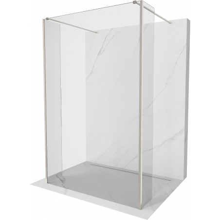Mexen Kioto Freestanding Shower Wall 130 x 30 x 30 cm, Transparent, Brushed Nickel - 800-130-030-222-97-00-030