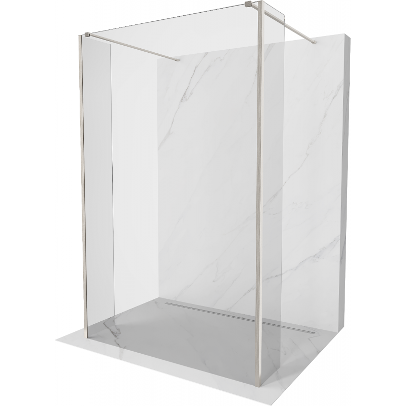 Mexen Kioto Freestanding Shower Wall 135 x 30 x 30 cm, Transparent, Brushed Nickel - 800-135-030-222-97-00-030