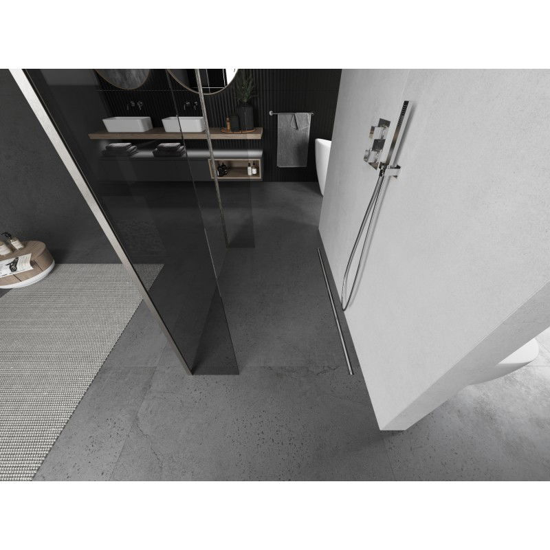 Mexen Kioto freestanding shower wall 130 x 30 x 30 cm, transparent, brushed nickel - 800-130-030-222-97-00-030