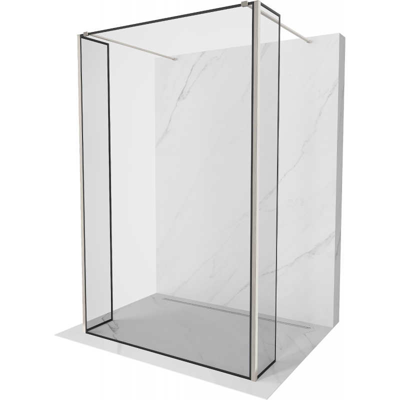 Mexen Kioto Free Standing Shower Wall 100 x 30 x 30 cm, Black Pattern, Brushed Nickel - 800-100-030-222-97-70-030