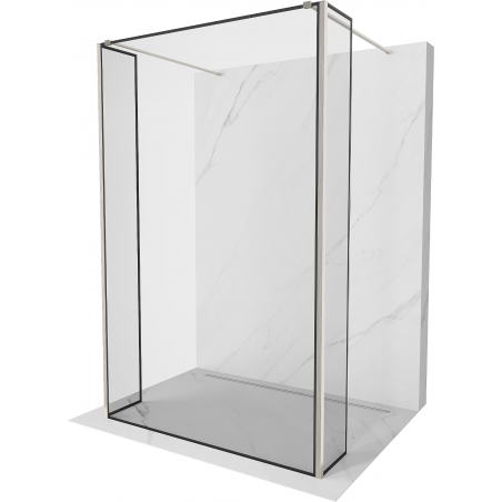 Mexen Kioto Free Standing Shower Wall 100 x 30 x 30 cm, Black Pattern, Brushed Nickel - 800-100-030-222-97-70-030