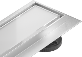 Mexen Flat 360° MGW Rotational Linear Drain 90 cm, White Glass - 1027090-40