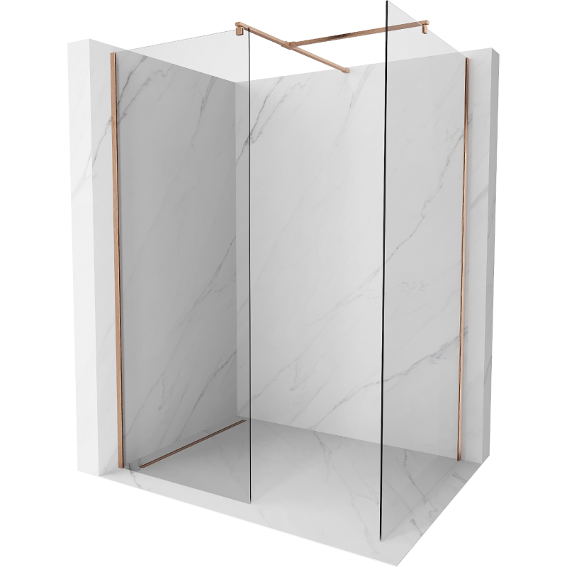 Mexen Kioto Walk-in Shower Wall 80 x 80 cm, transparent, brushed bronze - 800-080-202-65-00-080