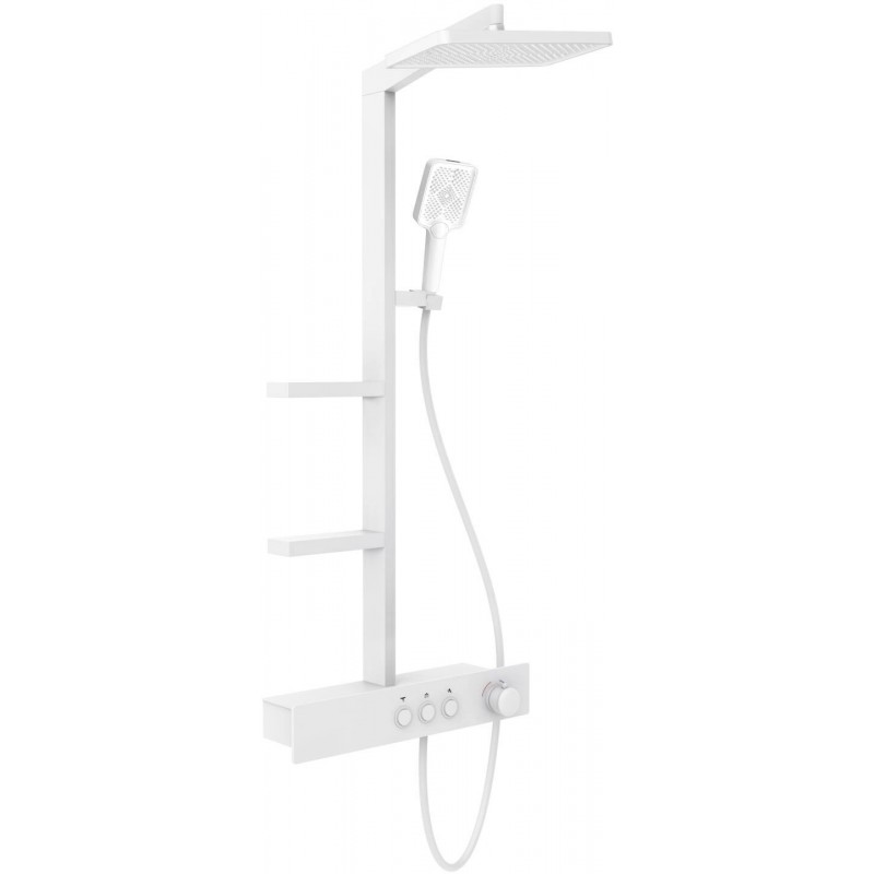 Mexen Saxx exposed shower set with rain shower and faucet, white - 78102-20