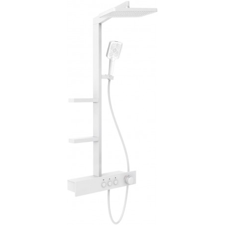 Mexen Saxx exposed shower set with overhead shower and battery, white - 78102-20