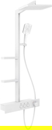 Mexen Saxx exposed shower set with overhead shower and battery, white - 78102-20