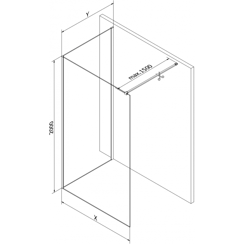 Mexen Kioto Walk-in Shower Wall 140 x 80 cm, transparent, chrome - 800-140-212-01-00-080