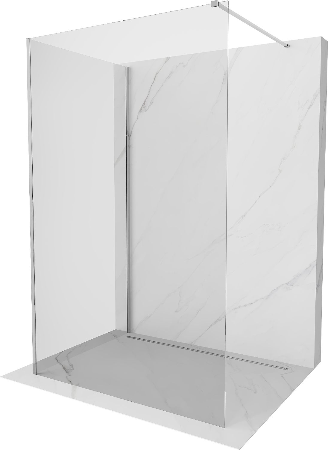 Mexen Kioto Walk-in Shower Wall 55.1 x 33.5 in, Transparent, Chrome - 800-140-212-01-00-085