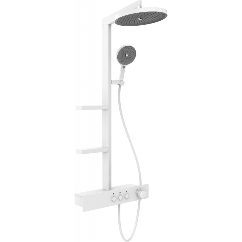 Mexen Plex surface-mounted shower set with rain shower and faucet, white - 78103-20