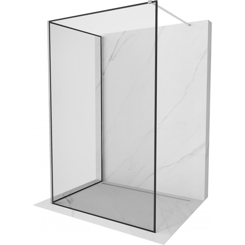 Mexen Kioto Walk-in Shower Wall 120 x 70 cm, Black Pattern, Chrome - 800-120-212-01-70-070