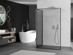 Mexen Kioto 110 x 90 cm Walk-in Shower Wall, Black Frame, Chrome - 800-110-212-01-70-090