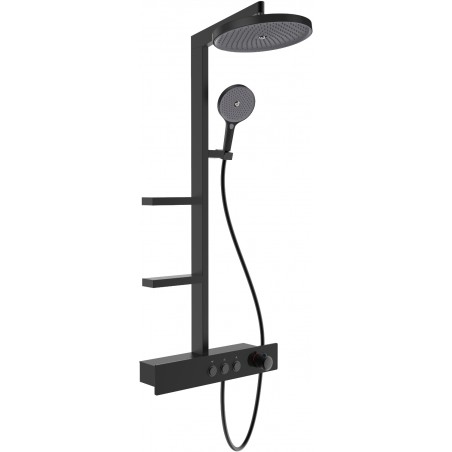 Mexen Plex wall-mounted shower set with rain shower and faucet, black - 78103-70