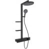 Mexen Plex exposed shower set with rain showerhead and mixer, black - 78103-70