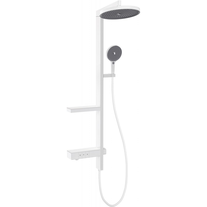 Mexen Dizzy exposed shower set with rain shower and faucet, white - 78104-20