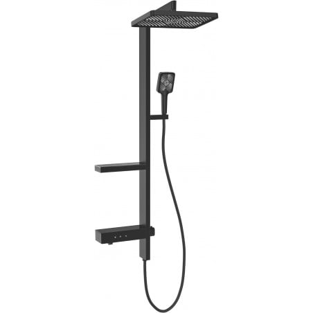 Mexen Roar exposed shower set with rain shower and faucet, black - 78105-70