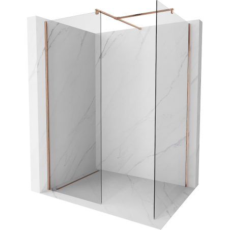 Mexen Kioto Walk-in Shower Wall 130 x 100 cm, Transparent, Brushed Copper - 800-130-202-65-00-100