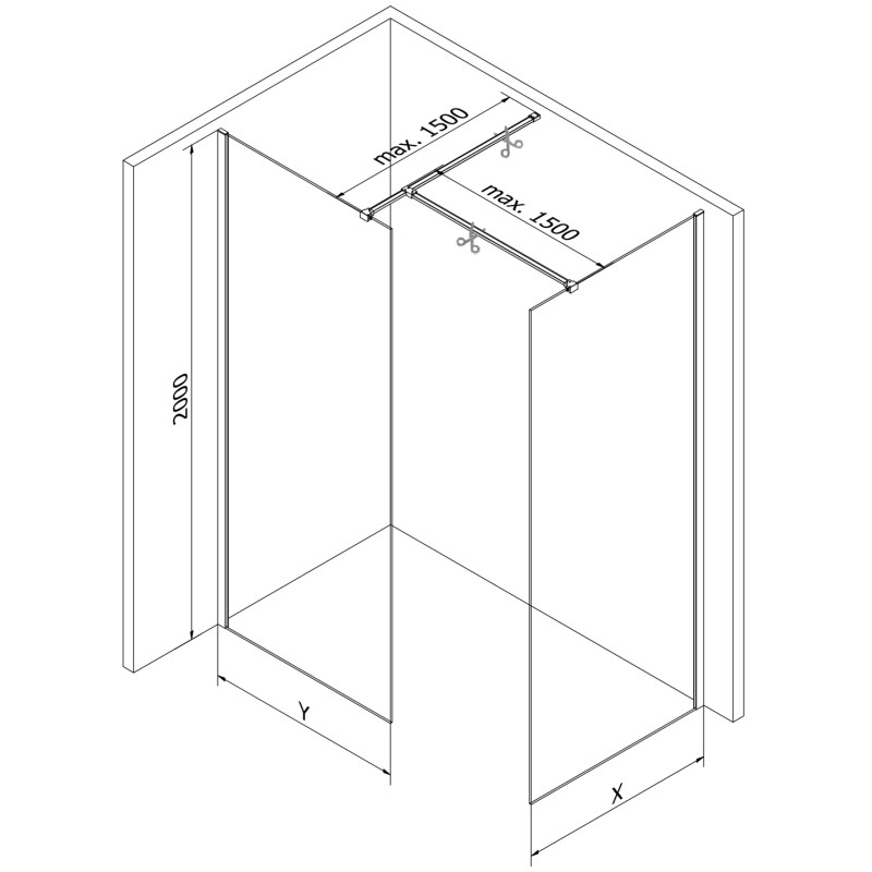 Mexen Kioto Walk-in Shower Wall 140 x 120 cm, Transparent, Brushed Copper - 800-140-202-65-00-120