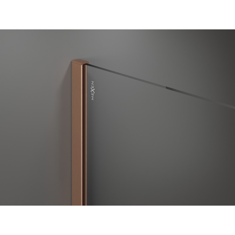 Mexen Kioto Walk-in Shower Wall 140 x 120 cm, Transparent, Brushed Copper - 800-140-202-65-00-120