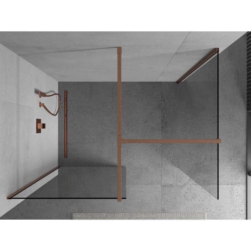 Mexen Kioto Walk-in Shower Wall 150 x 85 cm, transparent, brushed copper - 800-150-202-65-00-085