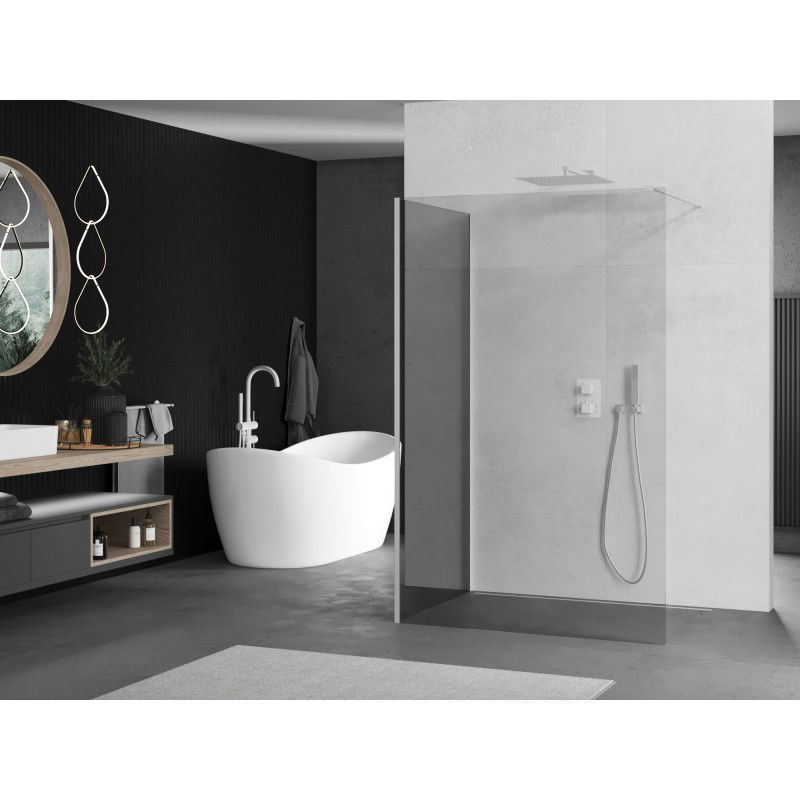 Mexen Kioto Walk-in shower wall 120 x 75 cm, transparent, white - 800-120-212-20-00-075
