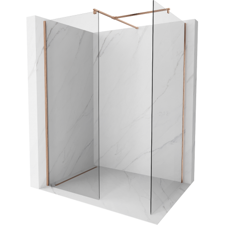 Mexen Kioto Walk-in Shower Wall 155 x 80 cm, Transparent, Brushed Copper - 800-155-202-65-00-080