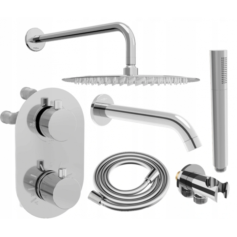 Mexen Kai DR70 flush-mount shower and bath set with a rainmaker 30 cm, Chrome - 77602DR70301-00