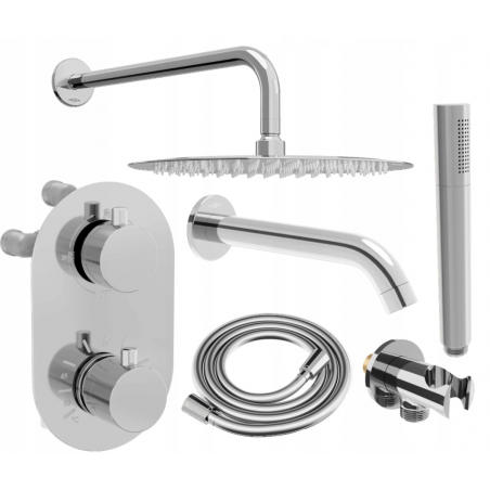 Mexen Kai DR70 flush-mount shower and bath set with a rainmaker 30 cm, Chrome - 77602DR70301-00