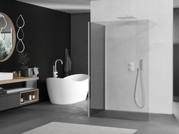 Mexen Kioto Walk-in Shower Wall 130 x 100 cm, transparent, white - 800-130-212-20-00-100