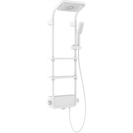 Mexen Dazz shower set with overhead shower and faucet, white - 78107-20