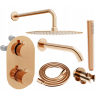 Mexen Kai DR70 flush-mount shower and bath set with a rainmaker 30 cm, Rose gold - 77602DR70301-60