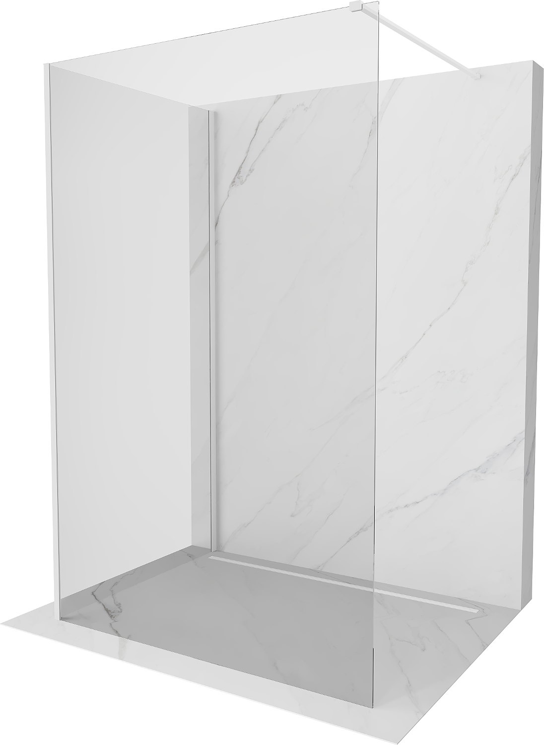 Mexen Kioto Walk-in Shower Panel 135 x 120 cm, Transparent, White - 800-135-212-20-00-120