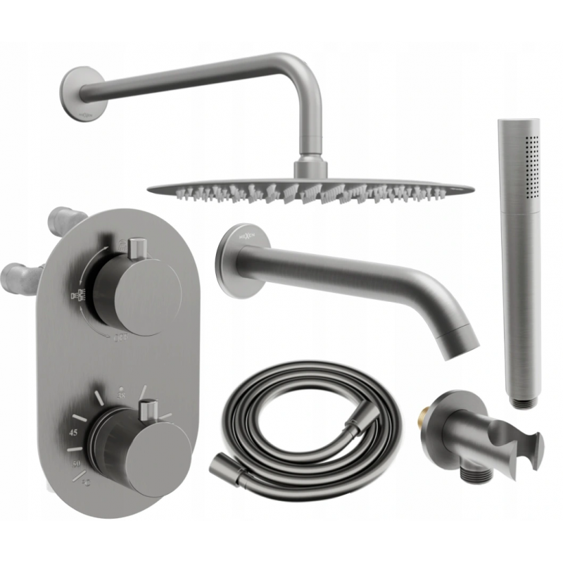 Mexen Kai DR70 concealed bath-shower set with 30 cm showerhead, graphite - 77602DR70301-66