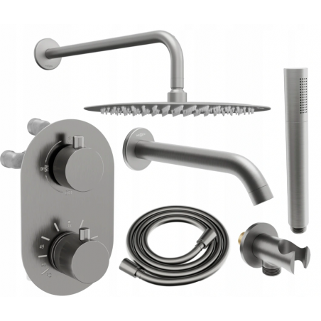 Mexen Kai DR70 concealed bath-shower set with 30 cm showerhead, graphite - 77602DR70301-66
