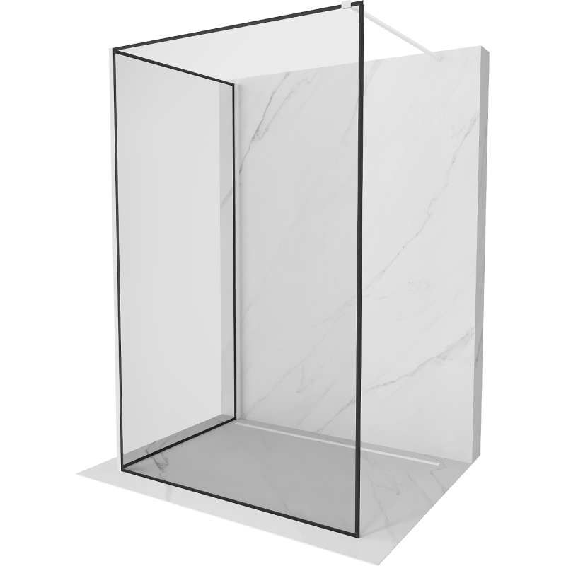 Mexen Kioto Walk-in Shower Wall 110 x 70 cm, Black Frame, White - 800-110-212-20-70-070