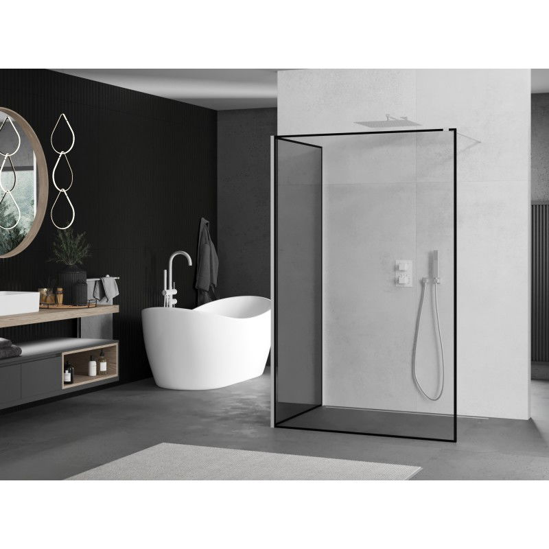 Mexen Kioto Walk-in Shower Screen 110 x 80 cm, Black Frame, White - 800-110-212-20-70-080