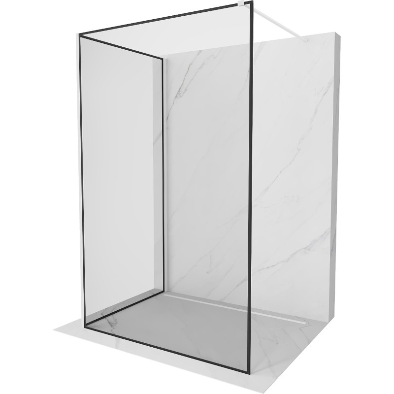 Mexen Kioto Walk-in Shower Wall 120 x 80 cm, Black Frame, White - 800-120-212-20-70-080