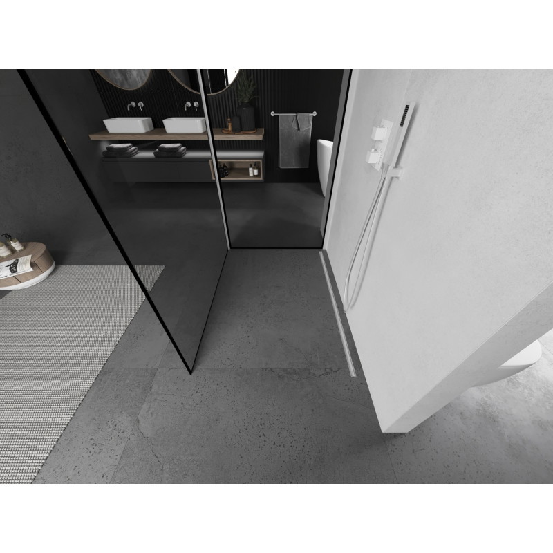 Mexen Kioto Walk-in Shower Wall 120 x 80 cm, Black Frame, White - 800-120-212-20-70-080