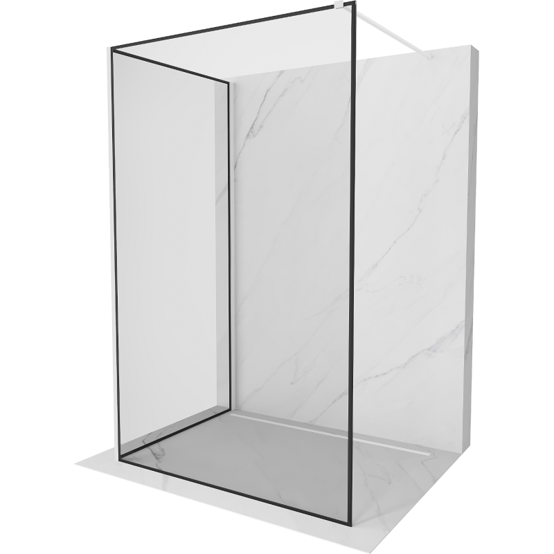 Mexen Kioto Walk-in Shower Screen 130 x 80 cm, Black Frame, White - 800-130-212-20-70-080
