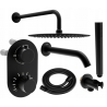 Mexen Kai DR70 Wall-Mounted Bath and Shower Set with 30 cm Rainfall Shower, Black - 77602DR70301-70