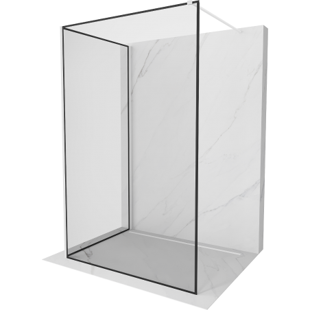 Mexen Kioto Walk-in Shower Wall 140 x 110 cm, Black Frame, White - 800-140-212-20-70-110