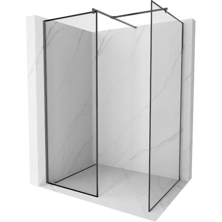 Mexen Kioto Walk-in Shower Wall 160 x 80 cm, Black Frame, Brushed Gun Gray - 800-160-202-66-70-080
