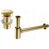 Mexen round washbasin half-siphon with click-clack plug, no overflow, gold - 7991050-50