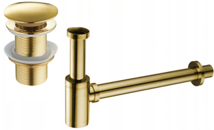 Mexen round washbasin half siphon with click-clack stopper, without overflow, gold - 7991050-50
