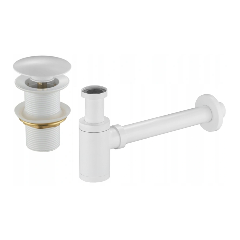Mexen round washbasin siphon with click-clack plug, without overflow, white - 7991050-20