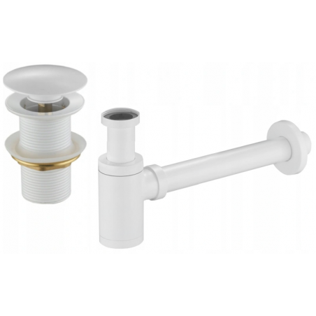 Mexen round washbasin siphon with click-clack plug, without overflow, white - 7991050-20