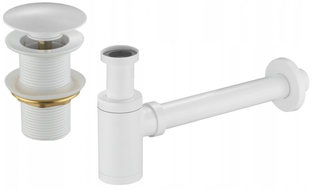 Mexen round bathroom sink semi-trap with click-clack plug, no overflow, white - 7991050-20