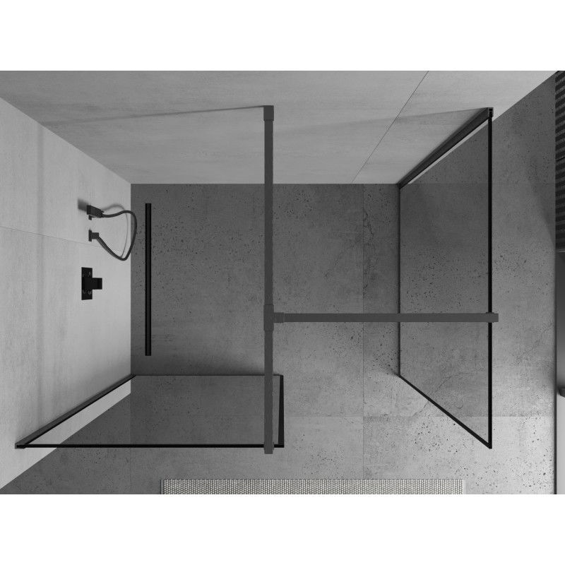 Mexen Kioto Walk-in Shower Wall 120 x 100 cm, Black Frame, Brushed Gun Gray - 800-120-202-66-70-100
